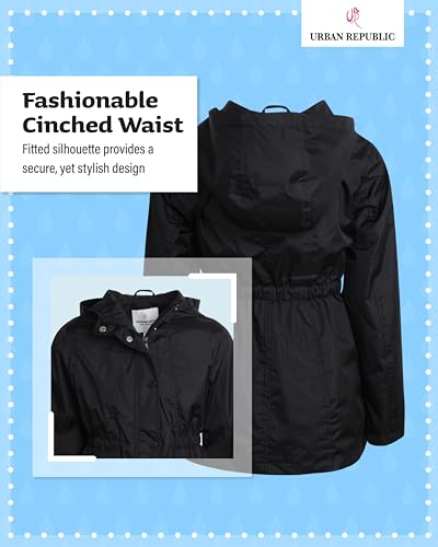 Image of URBAN REPUBLIC Girls Rain Jacket - Lightweight Slicker Shell Rain Coats for Girls Hooded Windbreaker Kids Raincoat
