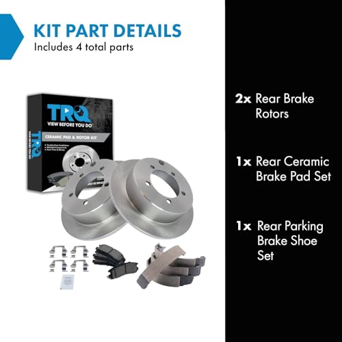 Image of TRQ Rear Brake Pad and Rotor Set Ceramic Compatible with 1995-2005 Chrysler Sebring Dodge Avenger Mitsubishi Eclipse 1995-1998 Eagle Talon 1999-2003 Galant