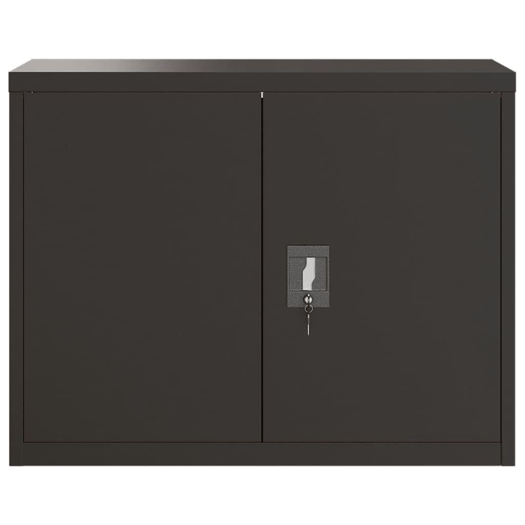 Armadio Classificatore in Acciaio per Documenti Ufficio con Serratura e Ripiano Regolabile, Nero 90x40x110 cm, Design Compatto per Archivio o Garage
