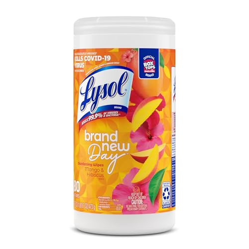 Lysol Disinfecting Wipes, Mango & Hibiscus, 6 Pack, 80ct