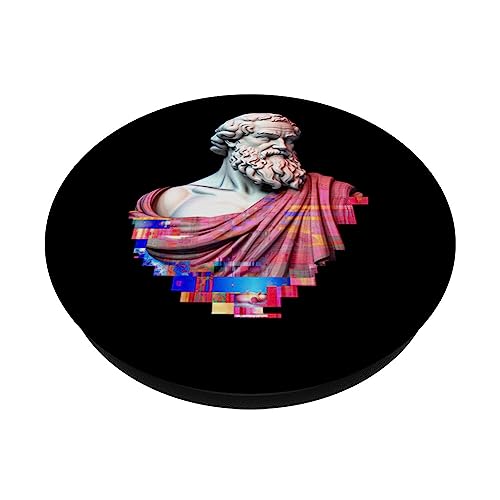 Socrates Icon Roman Bust Modern Stoic Mindset PopSockets Swappable PopGrip, Black - Image 2