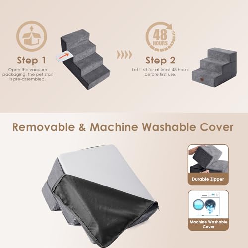 image for EHEYCIGA Dog Stairs for Small Dogs 13.5