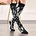 PDYRLEN Skeletons Compression Socks for Women Men, Circulation Long Knee High Socks Black Casual Stocking Athletic Tube Sport Sock