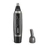 SUPRENT Nose & Ear Hair Trimmer, Wet/Dry Nose Hair Clipper for Businessmen with LED Light, Waterproof Stainless Steel Rotation Blade, Battery-operated, Black (Attached an AA Battery)