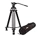 E-Image 2 Stage Aluminum Video Tripod w/GH03 Fluid Pan/Tilt Video Head, Maximum Height: 66.5″, 75mm Bowl, Variable Tilt/Drag, 11lb Capacity (EG03A2) - Black