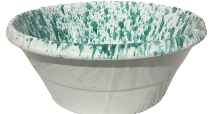 Catino gocciolato verde ramina in ceramica cm31x h 14