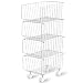 Rolling Stackable Storage Bin, Modern 4 Tiers Basket with Pre-Installed Casters, Utility Storage Organizer for Pantry, Closets, Bedrooms (Gray)