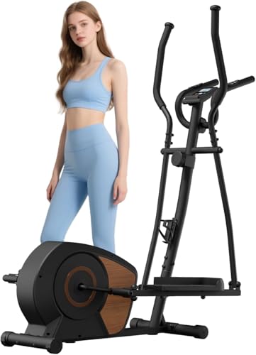 Cross Trainer for Home Use, Aeriflo S100 Magnetic Elliptical Machine with Bluetooth & Kinomap App, 16 Resistance Levels, LCD Display & Pulse Sensor, Ultra-Quiet Compact Fitness Equipment for Cardio