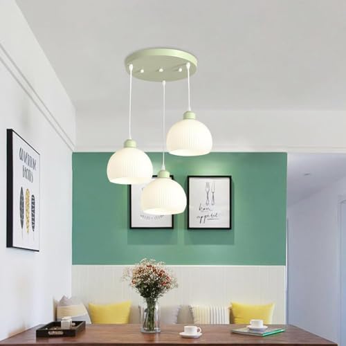 Lustre suspension cuisine îlot scandinave vert et blanc luminaire salle à manger