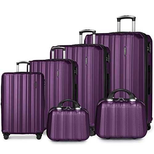 Larvender Luggage Sets 6 Piece, Expandable Luggage Hardshell Suitcases Set With Spinner Wheels, Lightweight Travel Luggage Sets Clearance With Cosmetic Cases, Purple(12/14/18/20/24/28)" #TOP18