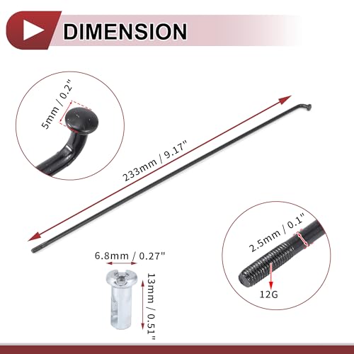 HEROFFIX Rayons De Vélo 12G Noir 36Pcs pour Remplacement Roue en Acier 45 – vue 4