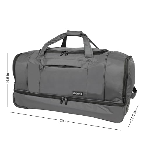 World Traveler Dejuno 30-Inch Nylon Rolling Duffel Bag with Drop Bottom3
