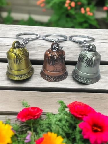 Image of Classic Antique Tibetan Temple Bell Shaped Keyring for Gift Gaurdian bell for Car Bike Bags Metal Key ring Key Chain Bag Charm Gift