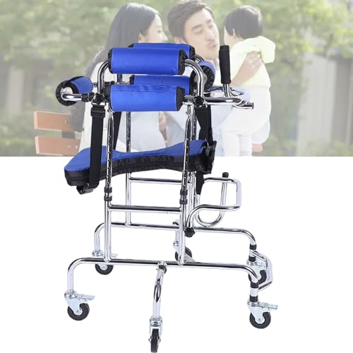 ZHNANDAMAI Andador para Niños con Parálisis Cerebral con Asiento y 6 Ruedas, Andador Ajustable en Altura para Personas Discapacitadas, Andador Ligero de Aluminio (90-120 cm)