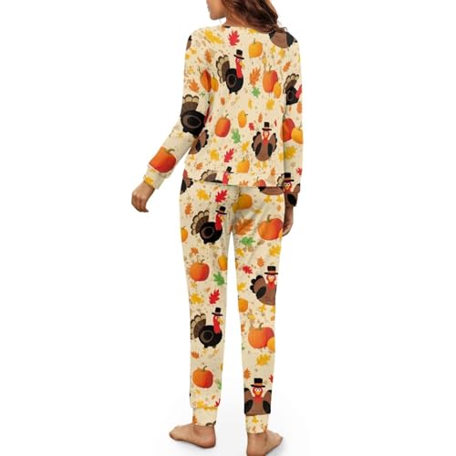 Image of Womens Lounge Set Long Sleeve Soft Pajama Sets Casual 2 Piece Pj Outfit Crewneck Sleepwear with Pockets Plus Size
