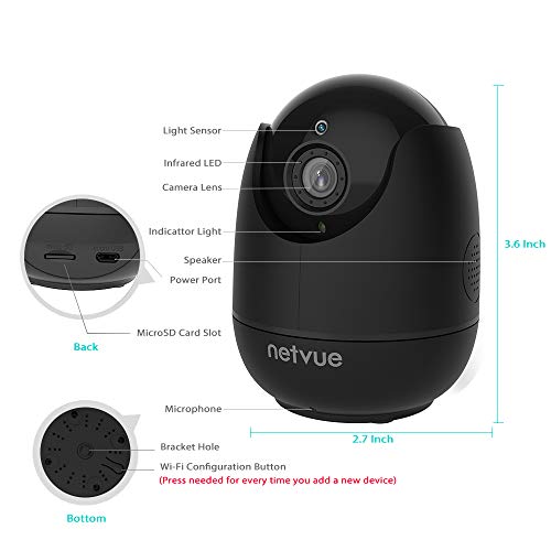 WiFi Baby Monitor, 1080P Wireless Security Camera 2 Way Audio and Night Vision, Motion Tracker, Compatible with Alexa Echo Show, Indoor Surveillance Camera with Cloud Storage for Baby/Dog/Cat (Black) - Thumbnail 2