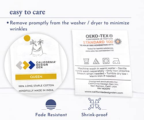 California Design Den Luxury 100% Cotton Fitted Sheet Queen Size, Softest 400 Thread Count Sateen, No-Pop Off Elastic, Deep Pocket Queen Fitted Sheet Only (Bright White) #TOP6