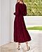 BTFBM Wedding Guest Dresses for Women Fall Fashion 2025 Casual Long Sleeve Floral Maxi Boho Homecoming Dress(Wine Red,Small)
