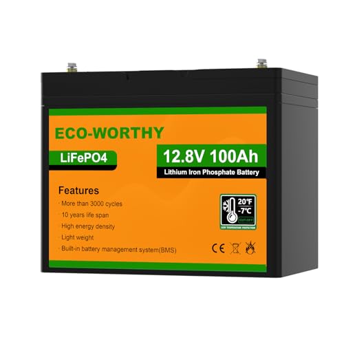 Batterie Lithium LiFePO4 12V 30Ah ECO-WORTHY - +3000 Cycles - Pour Enfants, Camping-Car, Bateaux Et Solaire