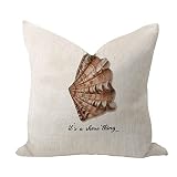 It's A Shore Thing Snail Sea Shells Pillow Cover 26x26 Inch Burlap Linen Elegant Throw Pillow Covers