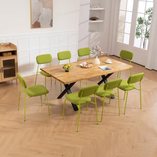 Image of Sidanli Stackable Waiting Room Chairs, Armless Dining Chairs Without Wheels Set of 4 with Comfotable Cushion for Reception Break Room Lobby, Green