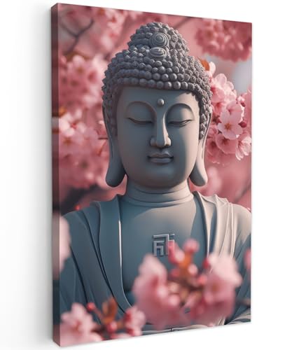 MuchoWow© Bilder 40x60 cm Wohnzimmer Deko Modern Wandbild Kunstdruck auf Leinwand Bild Schlafzimmer über Bett Room Decor Geschenke Buddha - Statue - Sakura - Kirschblüte MuchoWow© Bilder 40x60 cm Wohnzimmer Deko Modern Wandbild Kunstdruck auf Leinwand Bild Schlafzimmer über Bett Room Decor Geschenke Buddha - Statue - Sakura - Kirschblüte