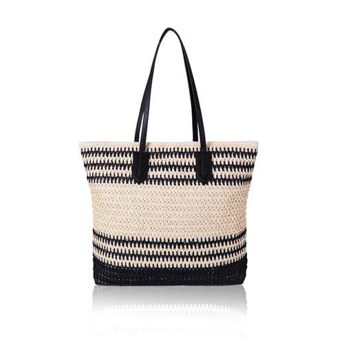 FAERIE Beach Bag Straw Beach Bags for Women Vacation Handbags Beach Tote Bag Straw Bags for Women Beach Bag With Zipper