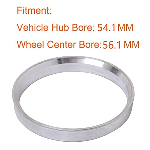 Image of ZHTEAPR 54.1 to 56.1 Wheel Hub Centric Rings (Set of 4) - OD=56.1mm ID=54.1mm - Aluminium Alloy Wheel Hubrings 56.1 to 54.1