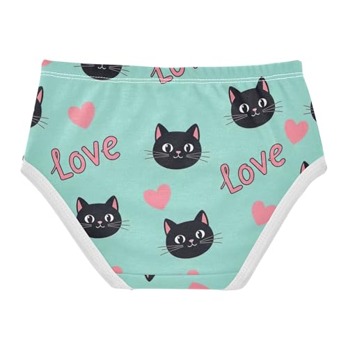 Cotton Girls Underwear Toddlers Cute Black Cats Hearts Green Girl Panties Cute Fancy Undies Kids Briefs 2t2