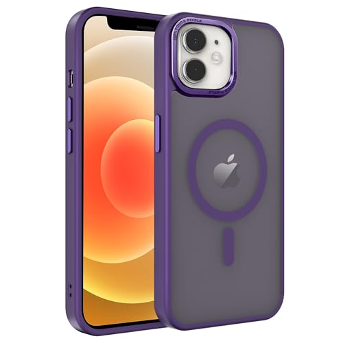 Image of Magnetic iPhone 12mini case,Compatible with Magsafe, Military-Grade Protection,Slim Translucent Matte Shockproof with Anti-Scratch Anti-Fingerprint Phone Cover (deep Purple, iPhone 12mini)