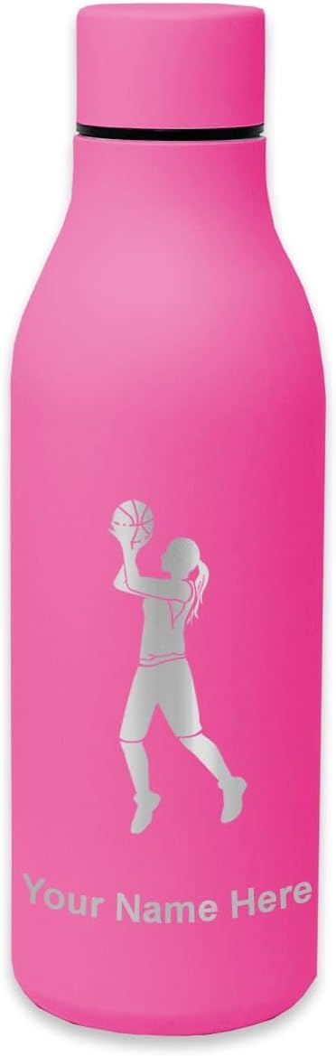 Double Wall Stainless Steel Water Bottle, Basketball Player Woman, Personalized Engraving Included