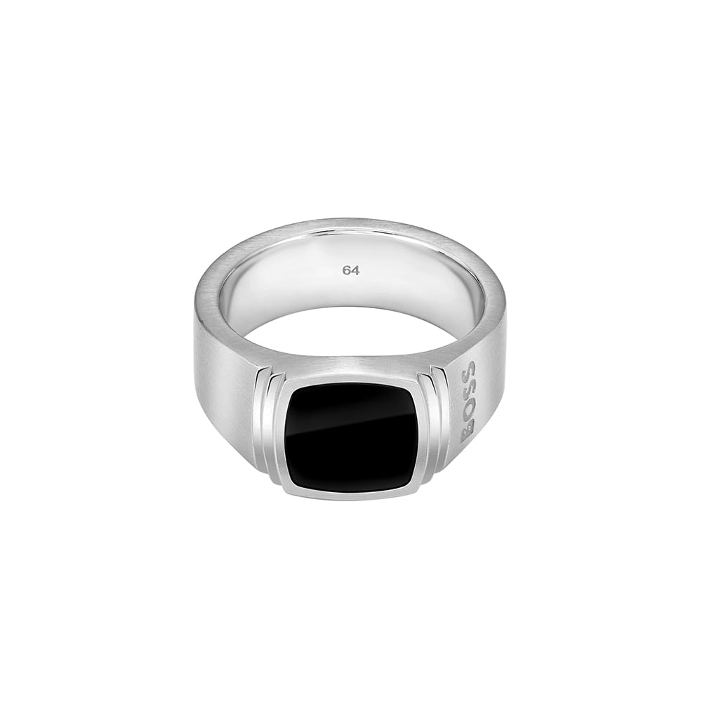 BOSS Jewelry ring für Herren Kollektion ODELL in Edelstahl Mit Schwarzem Onyx - Erhältlich in Verschiedenen Größen