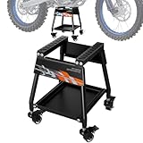 IUVWISN Dirt Bike Stand Movable with Wheels Motorcycle Lift Panel Stand Maintenance Heavy Duty Universal Stand for Most Motorcycles Motocross Dirt Bike Dual Sport Enduro Black