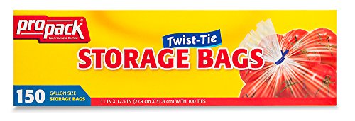 ProPack Disposable Plastic Storage Bags with Original Twist Tie, 1 Gallon Size, 900 Bags, Great for Home, Office, Vacation, Traveling, Sandwich, Fruits, Nuts, Cake, Cookies, Or Any Snacks (6 Packs) - Thumbnail 2