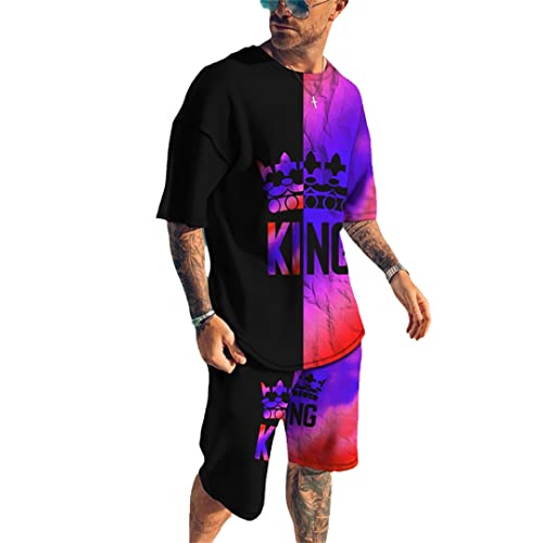 Ensemble t-shirt d'été streetwear 2 pièces imprimé 3D homme taille M