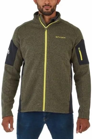Spyder Men's Empire Full Zip Jacket, Green/Yellow, Large