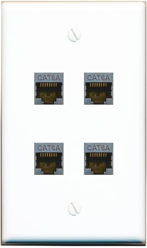 RiteAV - 4 Port Cat6A Ethernet Wall Plate - Flat Style [Stainless Steel]