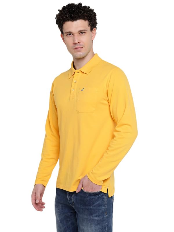 Image of AMERICAN CREW Men's Cotton-Poly Regular Full Sleeve Polo T-Shirt with Pocket