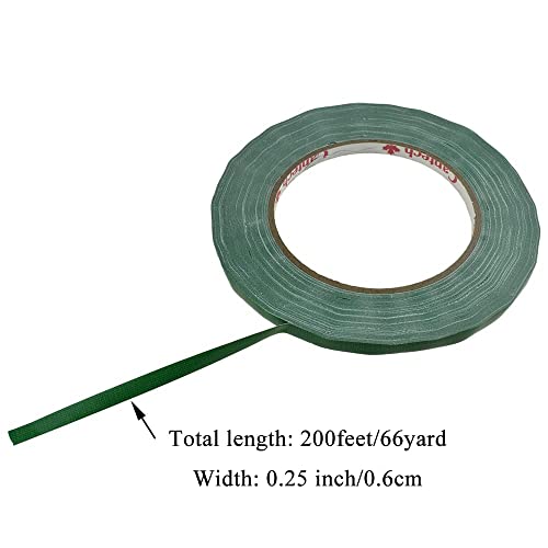 Hahiyo Green 0.25Inch Wide (200Feet/66Yard Total) 2Rolls Floral Tape Waterproof Florist Tape Flower Wrap Adhesive Waterproof Decorative Tape For Bouquet Stem Wrapping Flower Arranging And Floral Craft #TOP1