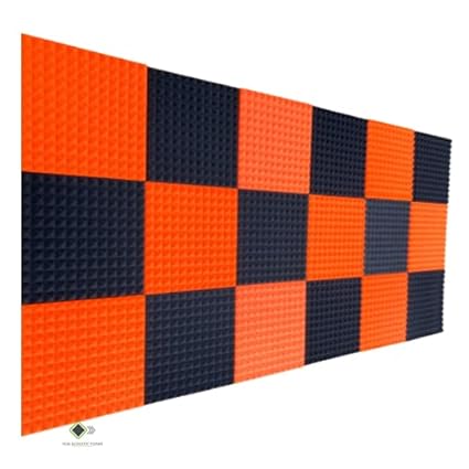 YGM Acoustic Foams Pyramid Soundproofing Studio (Set of 18) Acoustic Foam 1'x1' - 1 Inches (Orange & Black)