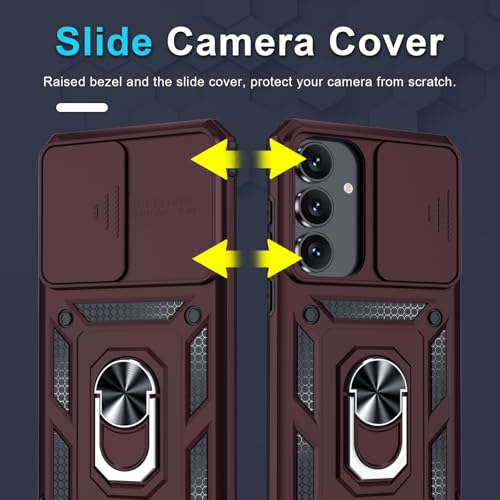 for Samsung Galaxy S25 FE Case Built in Slide Camera Cover,Wine Red by Janmitta - Used condition - Image 3