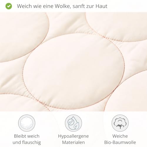 zizzz 4 Jahreszeiten Bettdecke 155x220 cm - Atmungsaktiv & unglaublich weich - Natur Decke mit Swisswool Füllung (290g/m2) - Hochwertiges Duvet für das ganze Jahr