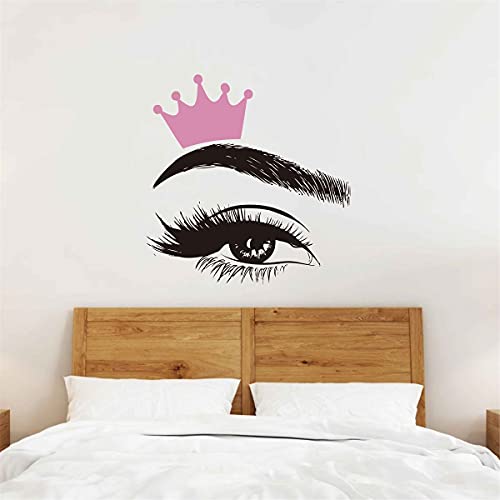 Beauty Salon Quote Wall Decal Stickers Make Up Store Home Decoration Murals Lc1360 (Pink Crown+Black Eye) #TOP9