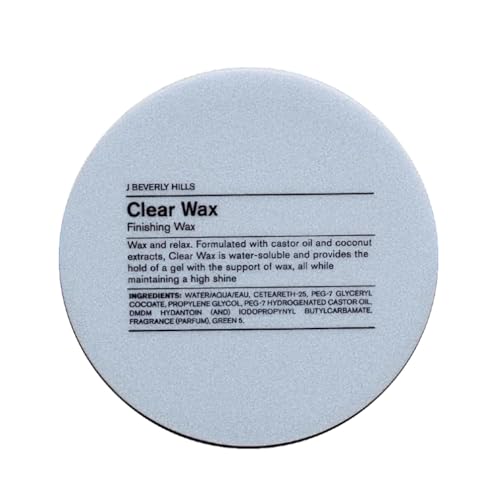 J Beverly Hills Blue Clear Finishing Wax with Castor Oil for Strong Hold and Hair Growth 2.5 Oz