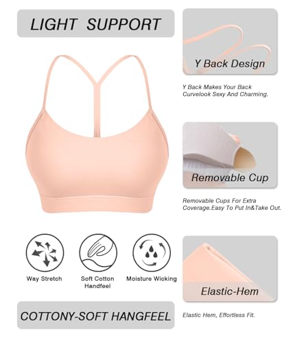 Image of Sports Bra for Women Low Impact Racerback Workout Bras Sexy Thin Straps Yoga Sport Bras with Removable Pads
