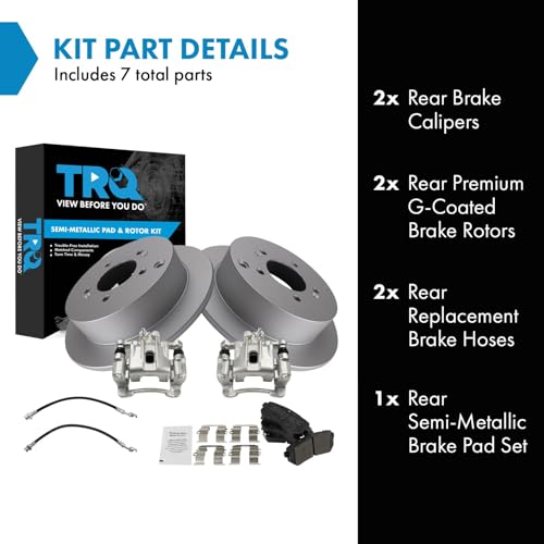 Image of TRQ Rear Brake Pad & Rotor Kit Semi-Metallic Premium G-Coated Compatible with 2010-2015 Hyundai Tucson 2011-2016 Kia Sportage