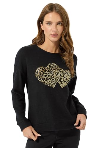 M&Co Sequin Heart Embellished Jumper - Women's Black