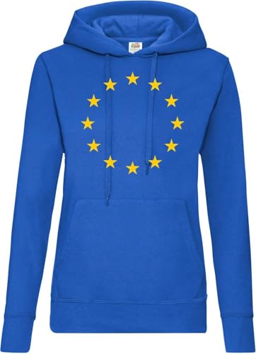NIMAMA Europaflagge EU Flagge Damen Hoodie Pullover - Royalblau XL