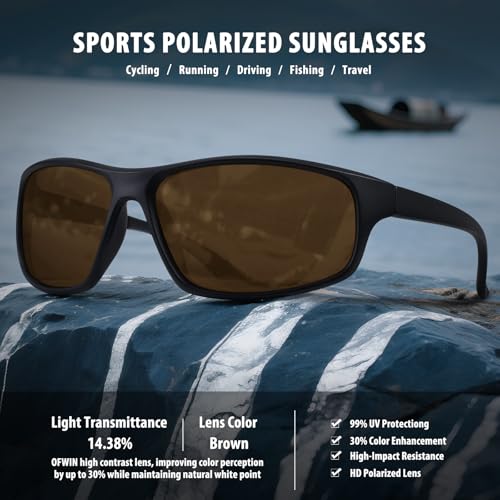 Image of Polarized Sports Sunglasses for Men UV Protective Unbreakable Frame Driving Cycling Fishing Sun Glasses