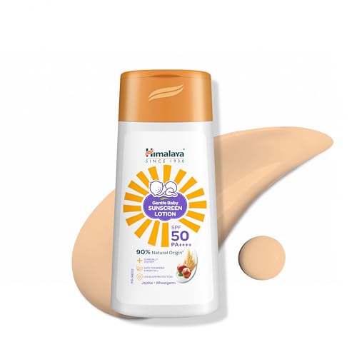 Image of Himalaya Gentle Baby Sunscreen Lotion 50ml | SPF 50 PA++++ | UVA & UVB Broad Spectrum Protection For All Skin Types | With Jojoba Oil & Vitamin E | Non-Greasy, No White Cast|